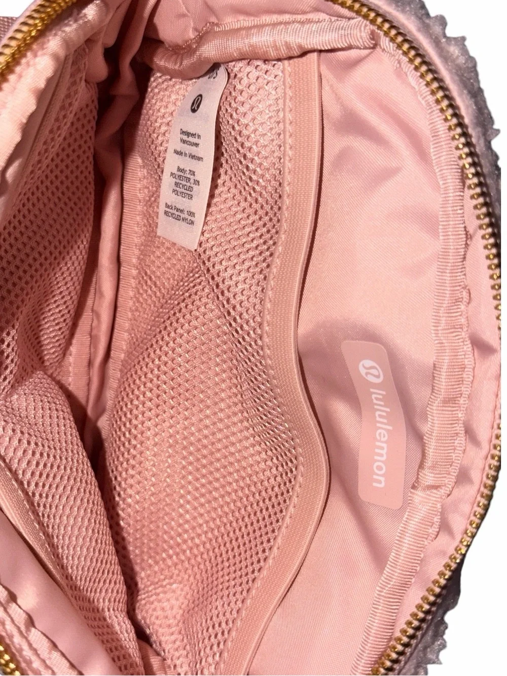 lululemon athletica Pink Sherpa Zip Pouch with Logo Accent/Pink Mist Gold